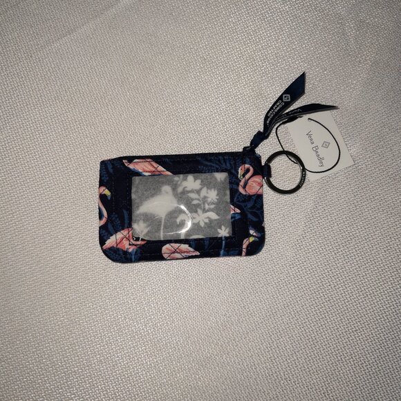 Vera Bradley Zip ID Small Wallet –Flamingo Garden Print-Card Holder, Keychain - Picture 7 of 7